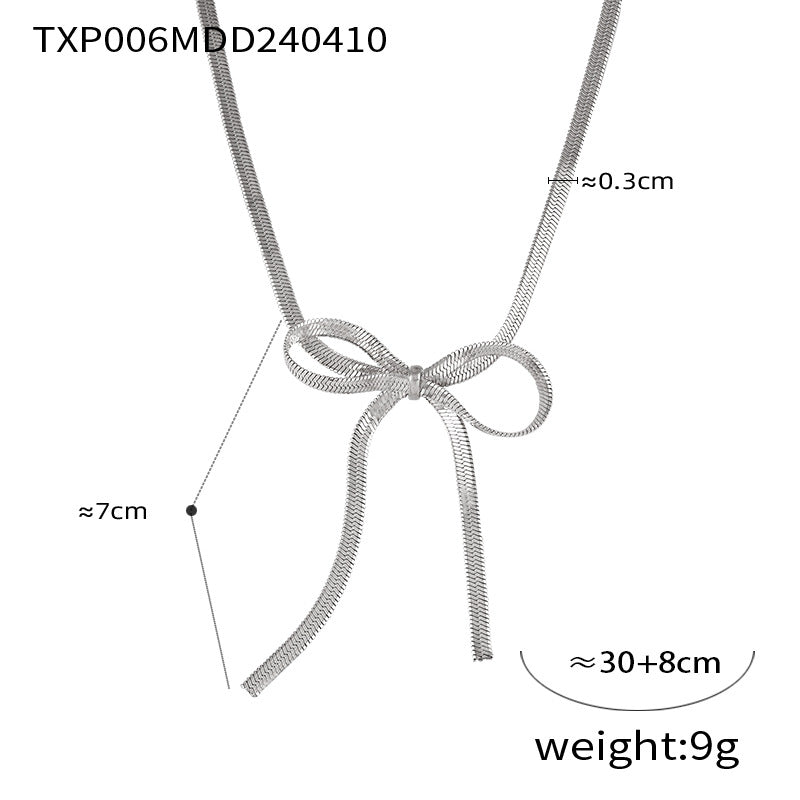 Korean Style Simple Sweet Personality Bow Geometric Chain Like Flat Pendants