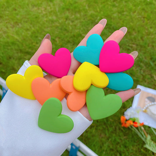 Acrylic Candy Color Sier Needle Love Stud Earrings