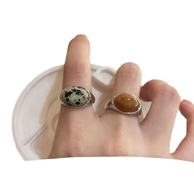 Natural Stone Open Female Fashion Personalized Cold Style Rings