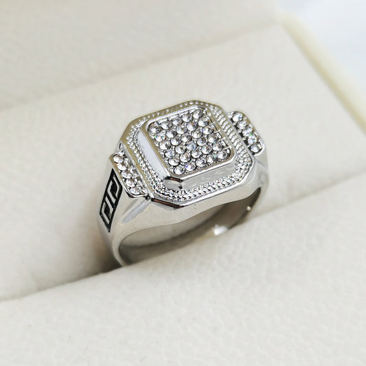 Women's & Men's Inlaid Rhinestone Full Diamond Popular Ornament Rings