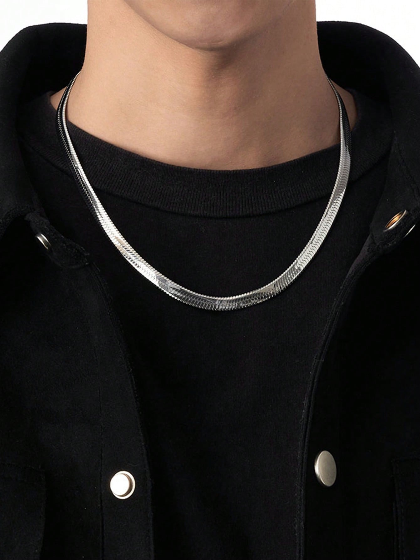 Men's Steel No Fading Wide Blade Chain Niche Design Couple Thick Necklace