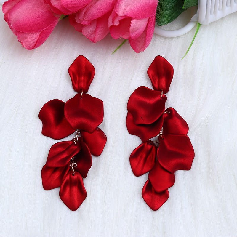 Women's Fashion Personality Tassel Petals Candy Color Design Earrings