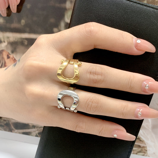 Female Titanium Steel Gold Index Finger Rings