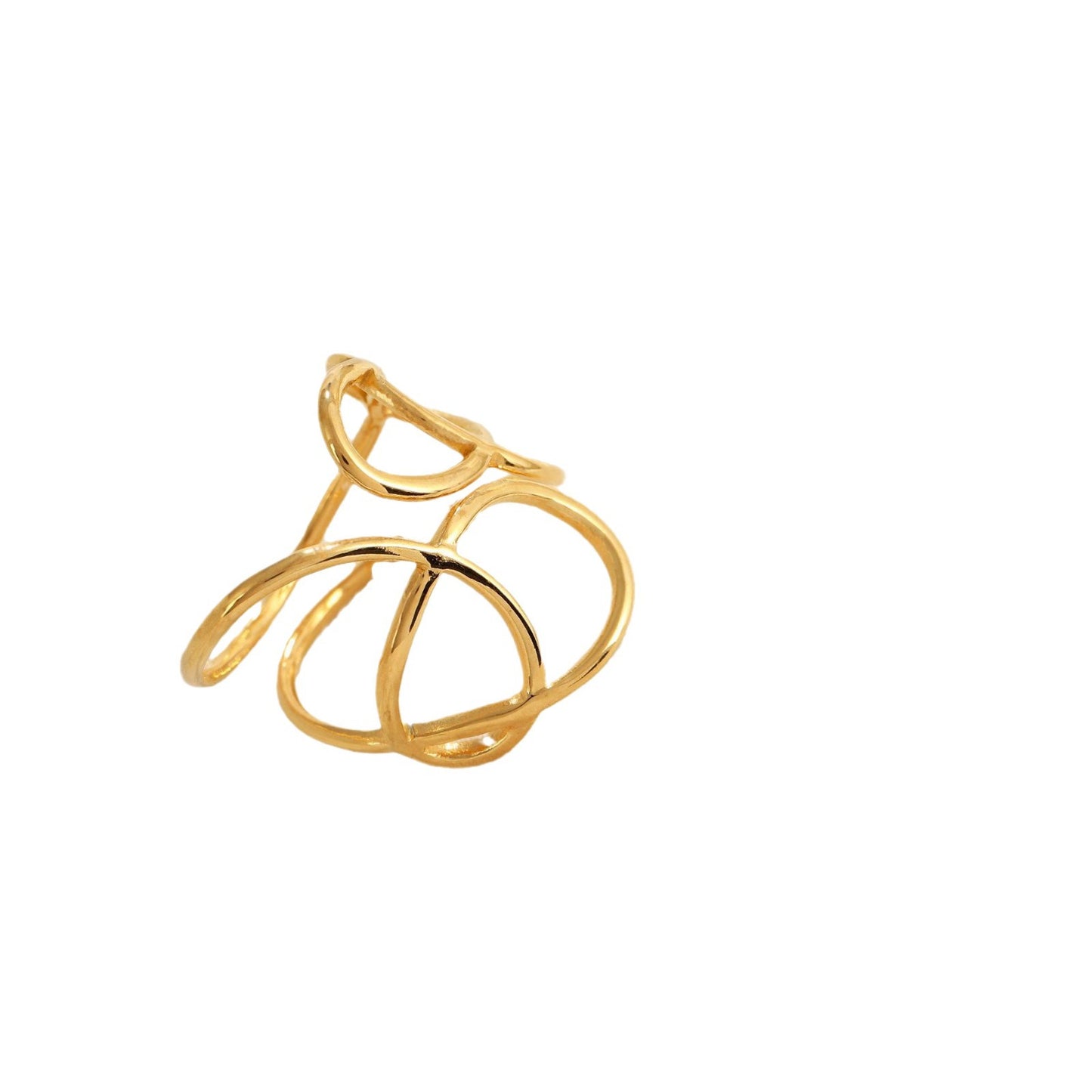 Women's Simple Fashion Line Flower Personality Niche Stainless Steel Design Geometric Rings