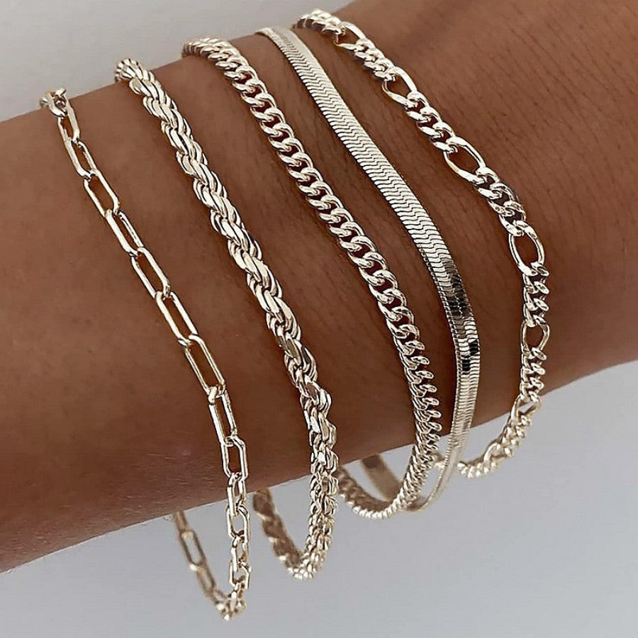 Minimalist Metal Figaro Chain Hemp Flowers Bracelets