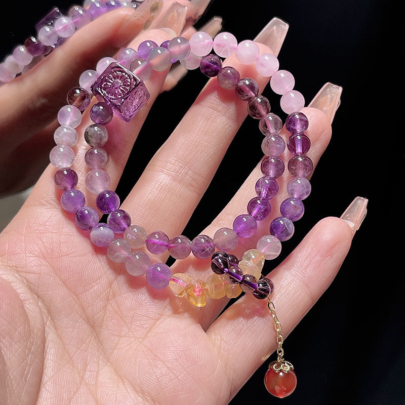 Natural Amethyst Design Advanced Double Nine Bracelets