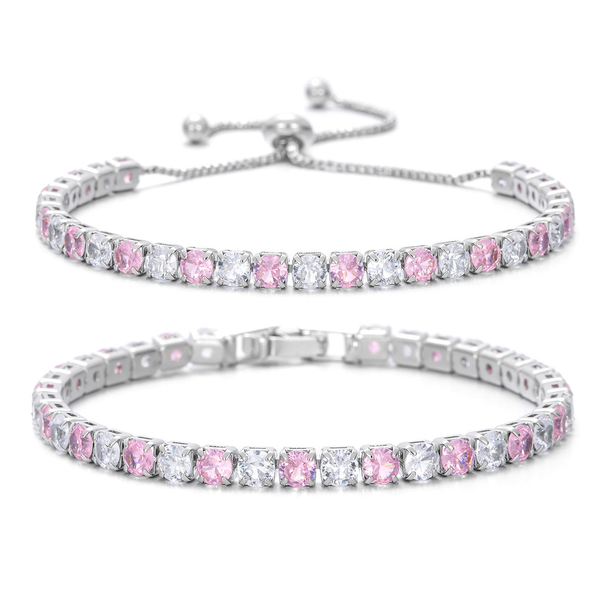 Zircon Single Row Full Diamond Adjustable Draw Tennis Fashion Bracelet