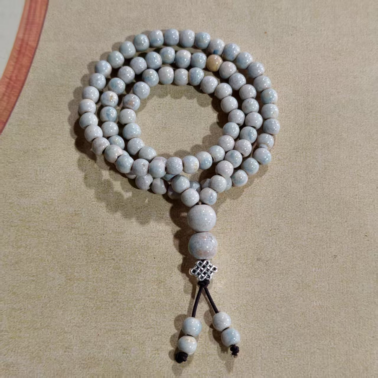 Women's Chinese Style Three-circle Twin Beads Ceramic Bracelet