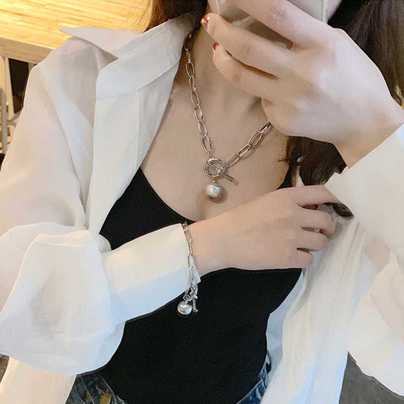 Wind Niche Design Geometric Ball Clavicle Necklace