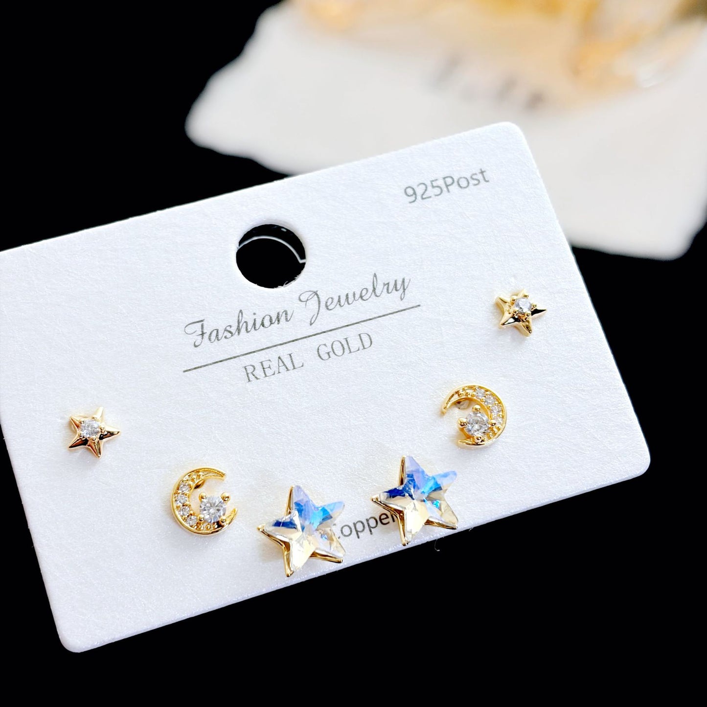 Micro Inlaid Zircon Pearl Commuter Three Pairs Earrings