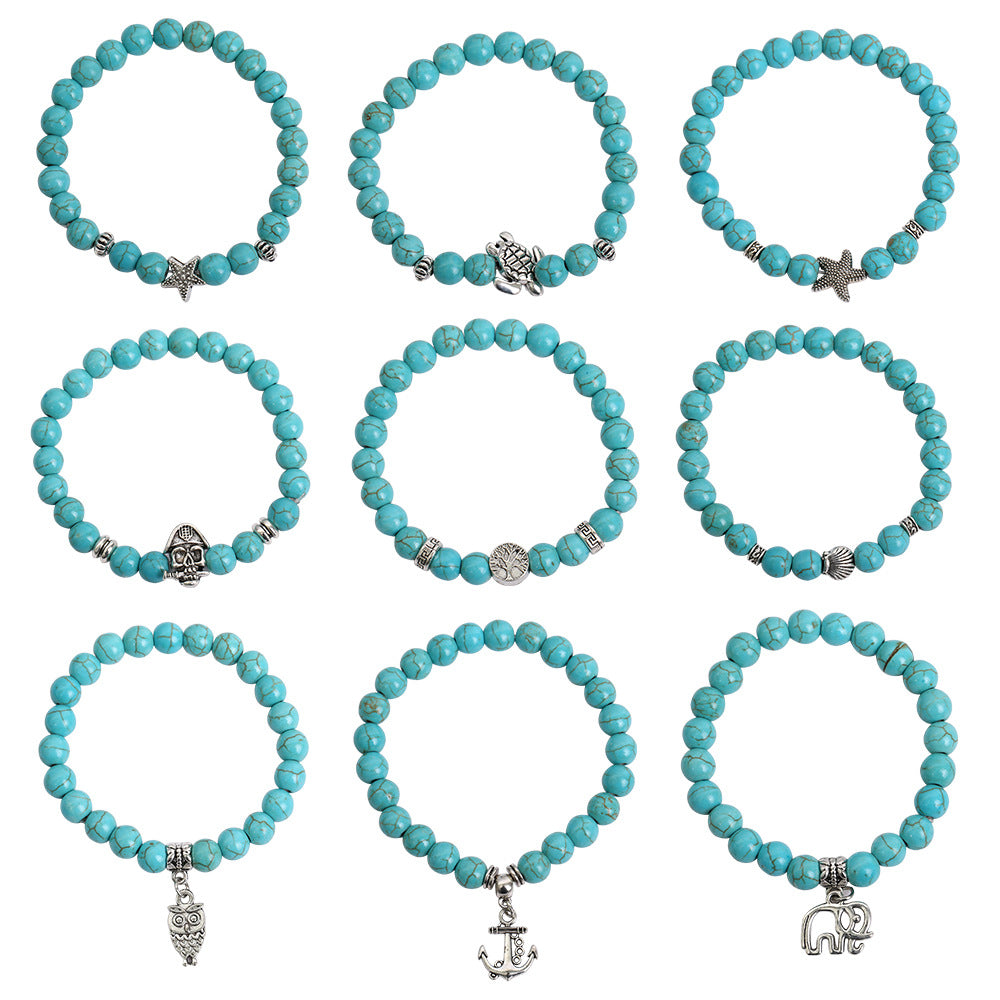 Turquoise Seahorse Starfish Turtle Owl Lucky Bracelet
