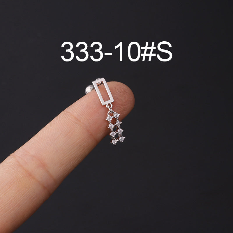 Stainless Steel Piercing Zircon Ear Bone Popular Screw Twist Ball Stud Earrings