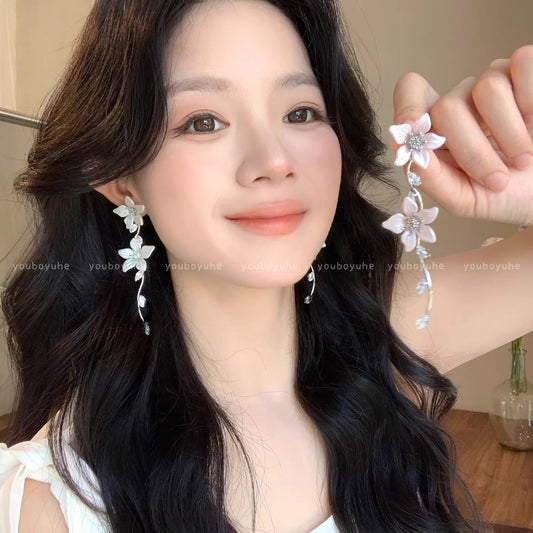 Women's Flower Zircon Long Fringe Seaside High Sense Vacation Style Rings
