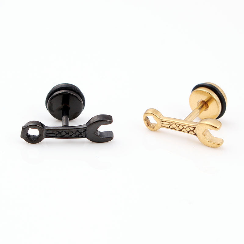 Fashion Tool Wrench Titanium Steel Ear Earrings