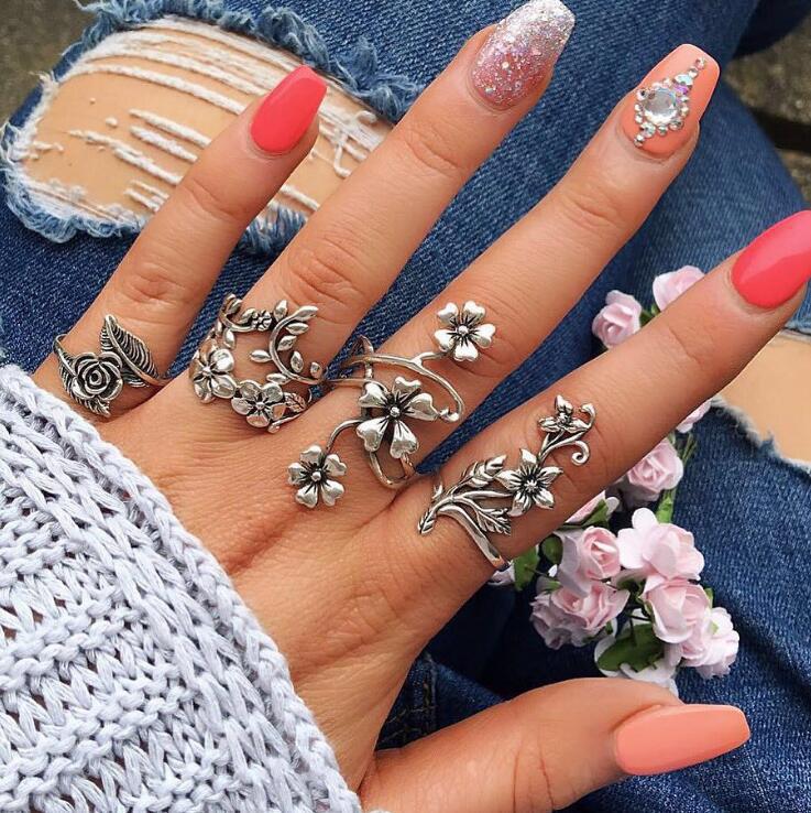 Combined Set Suit Bohemian Vacation Metal Rings