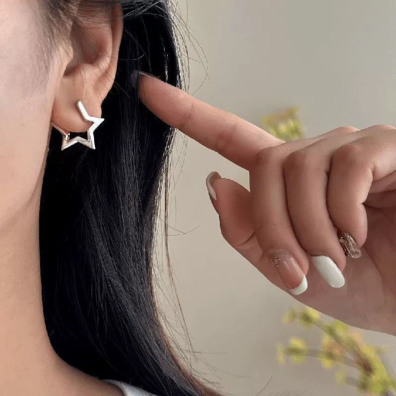 Simple Korean Style Five-pointed Star Ear Clip Female Design Personalized Stud Earrings