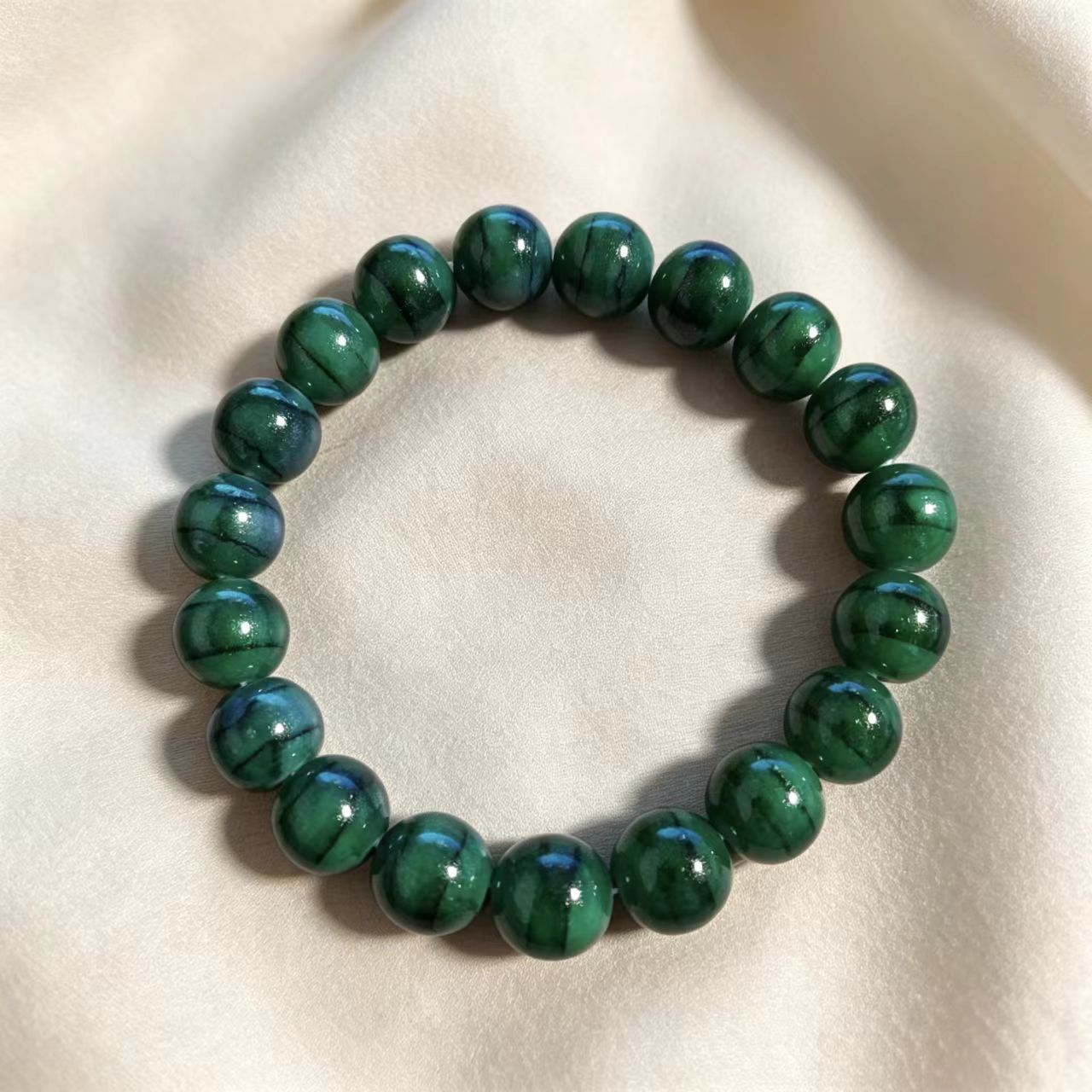 Women's & Men's Rainbow Color Glazed Single Circle Glass Simple Live Streaming Drainage Bracelet