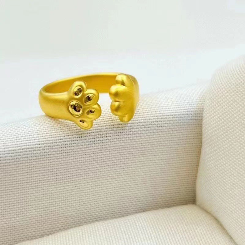 Gold Lucky Four-leaf Clover Opening Adjustable Rings