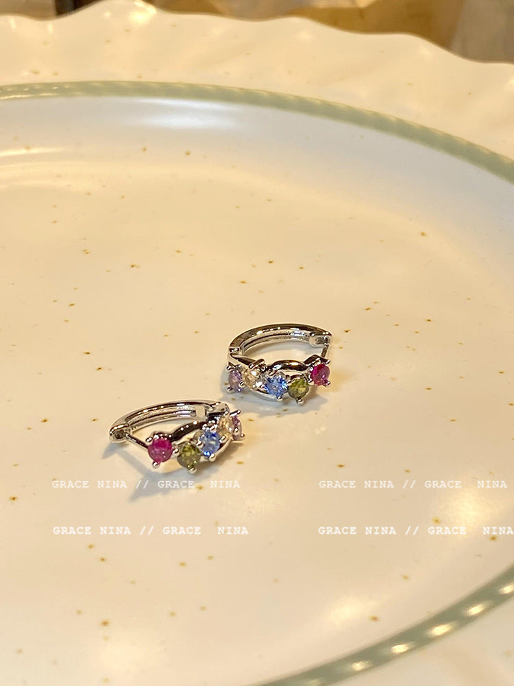Millennium Hot Colorful Zircon Small Delicate Ear Western Style Female Stud Earrings