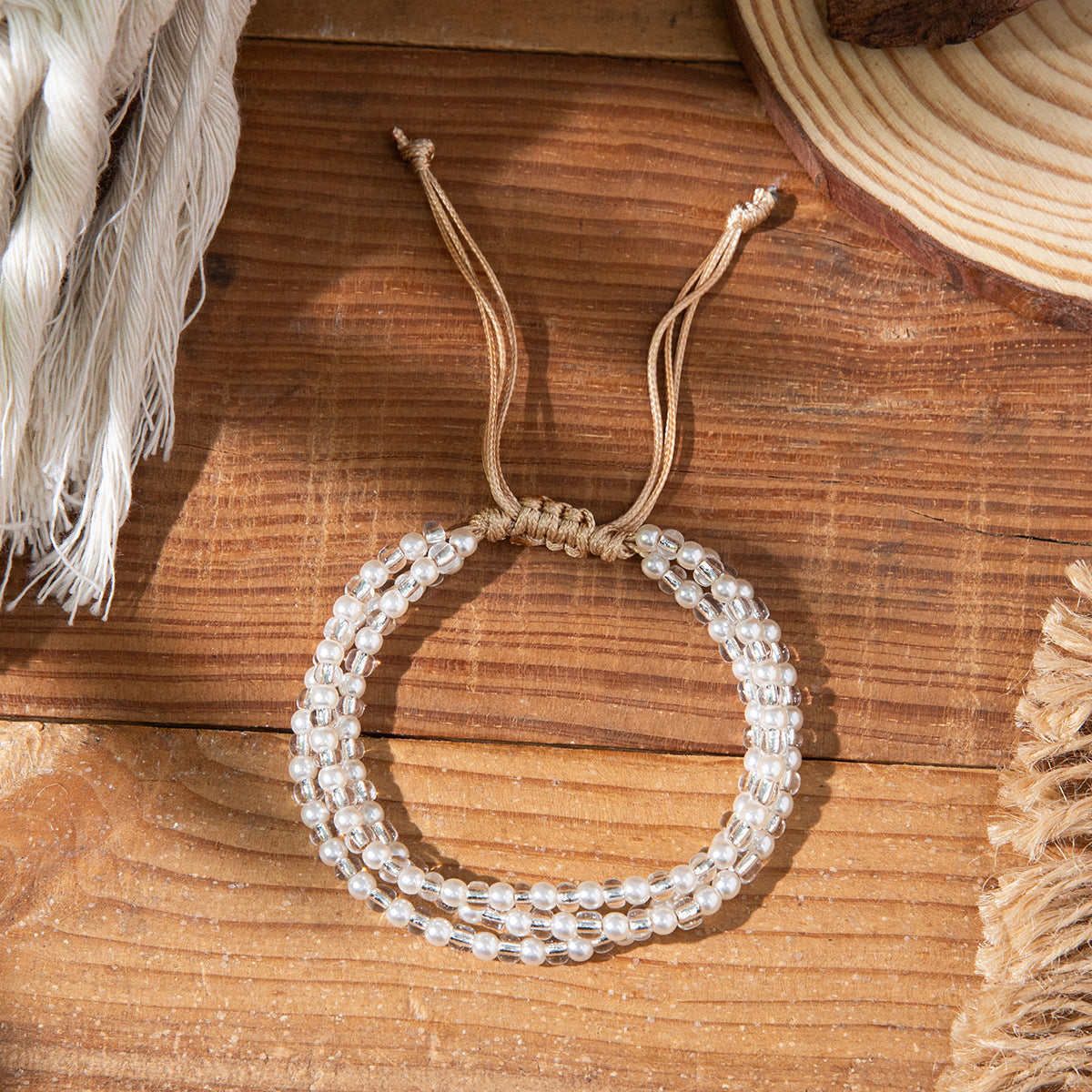Women's Design Hand-woven Adjustable Bead Carrying Strap Bracelet
