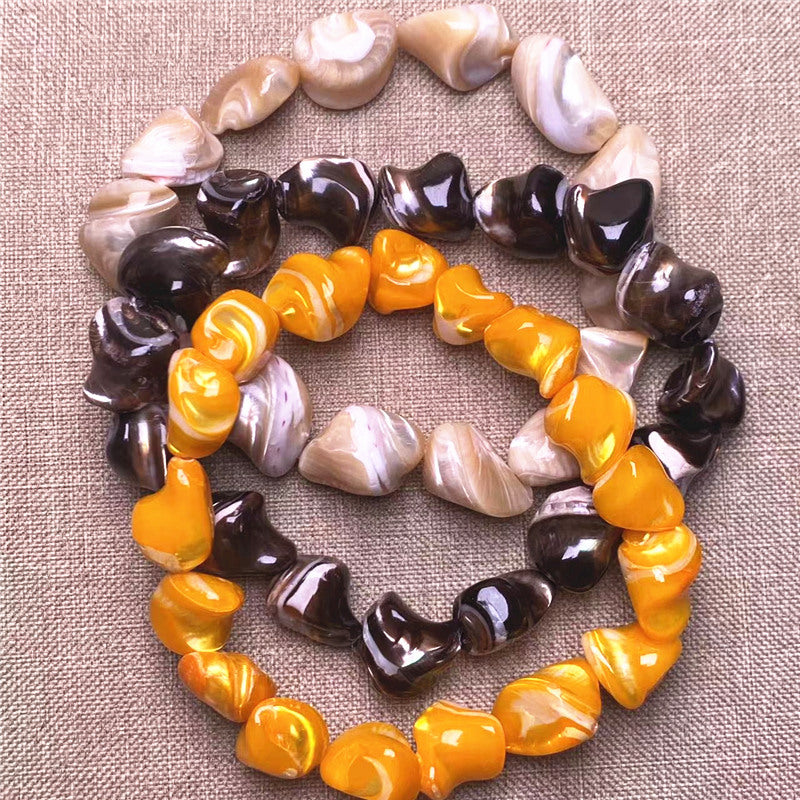 Women's & Men's With Shape Large Particle Tai Pattern Deep Sea Yellow Bracelet