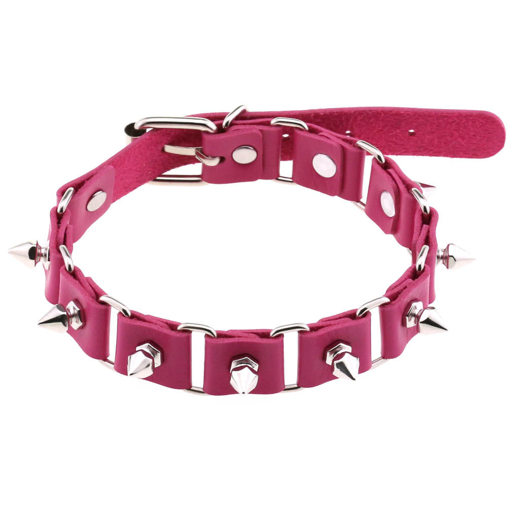Gothic Elegant Stitching Neckband Personality Trend Buckle Spike Collar