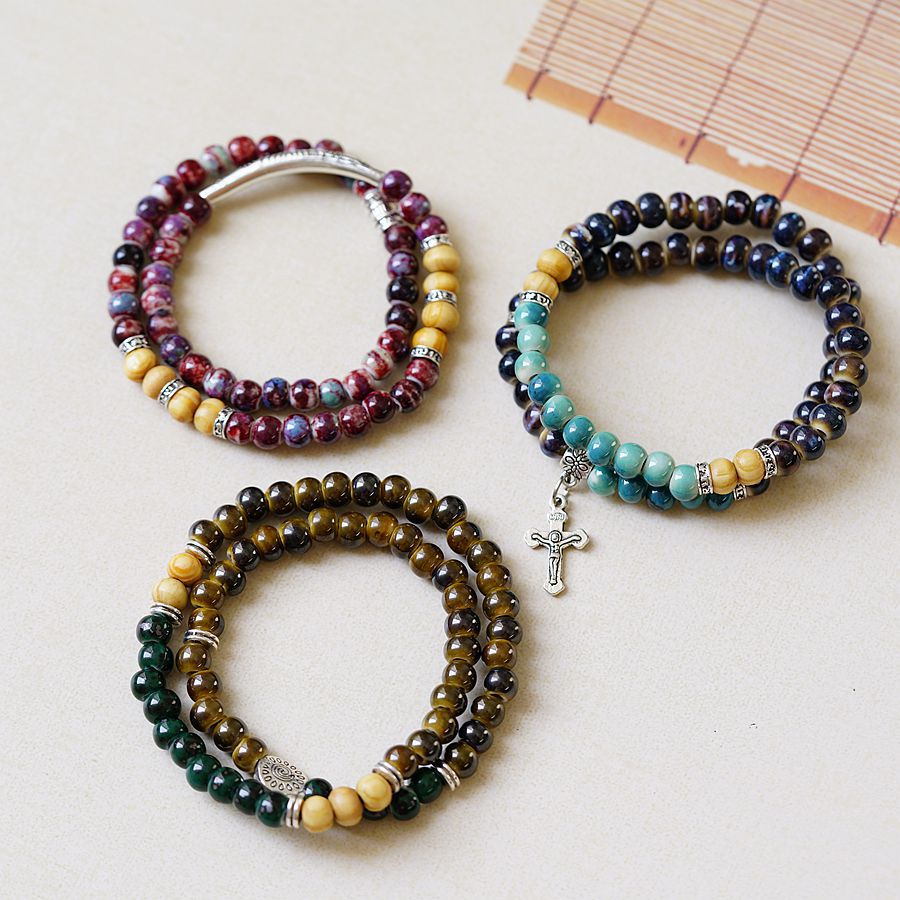 Circle Ceramic Mori Style Female Ethnic Bracelets