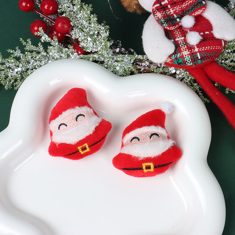Christmas Brooch Plush Doll Santa Claus Snowman Elk Cartoon Jewelry Accessories