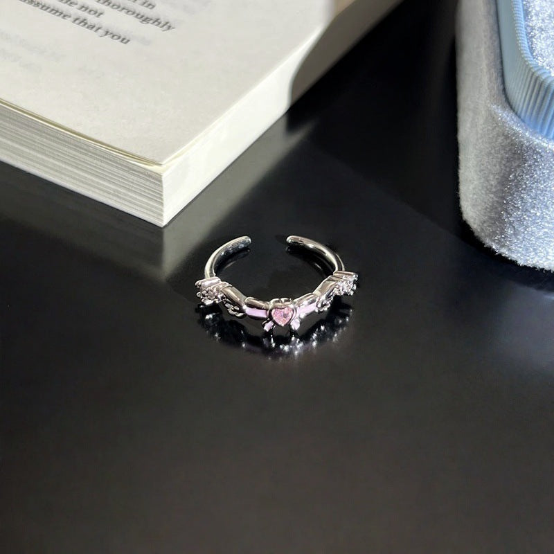 Layer Sparking Zirconium Snowflake Pearl Female Unique Cold Wind Rings