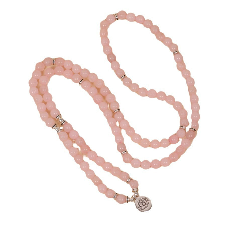 Beads String Lotus Pink Stone Beaded Pendants