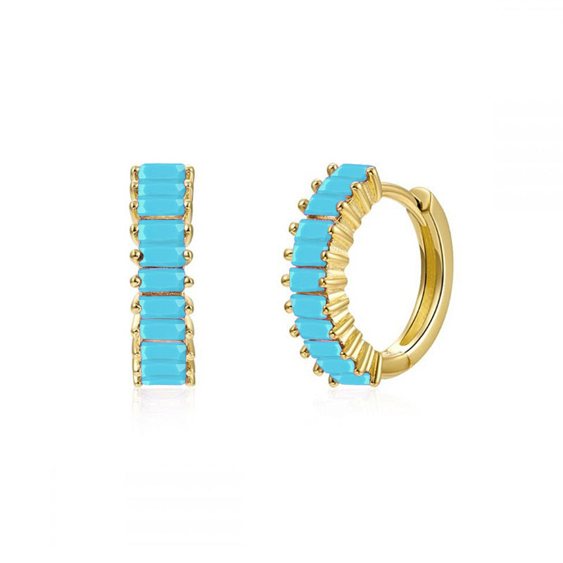 Light Luxury Sier Needle Geometric Ear Female Water Drop Leaf Stud Earrings