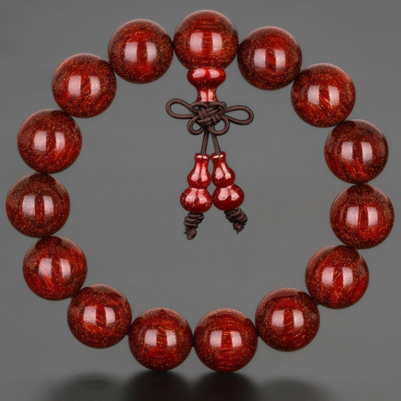 Women's & Men's Lobular Rosewood Old Materials Golden Spots Beads Bracelet