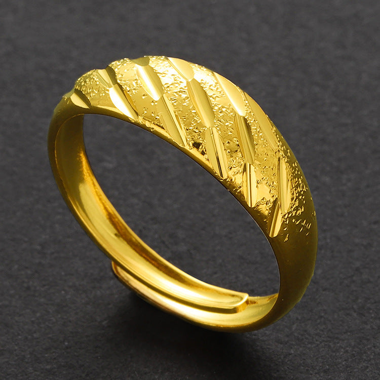 Women's & Men's Brass Gold-plated Vietnam Placer Gold Color Retaining Ring