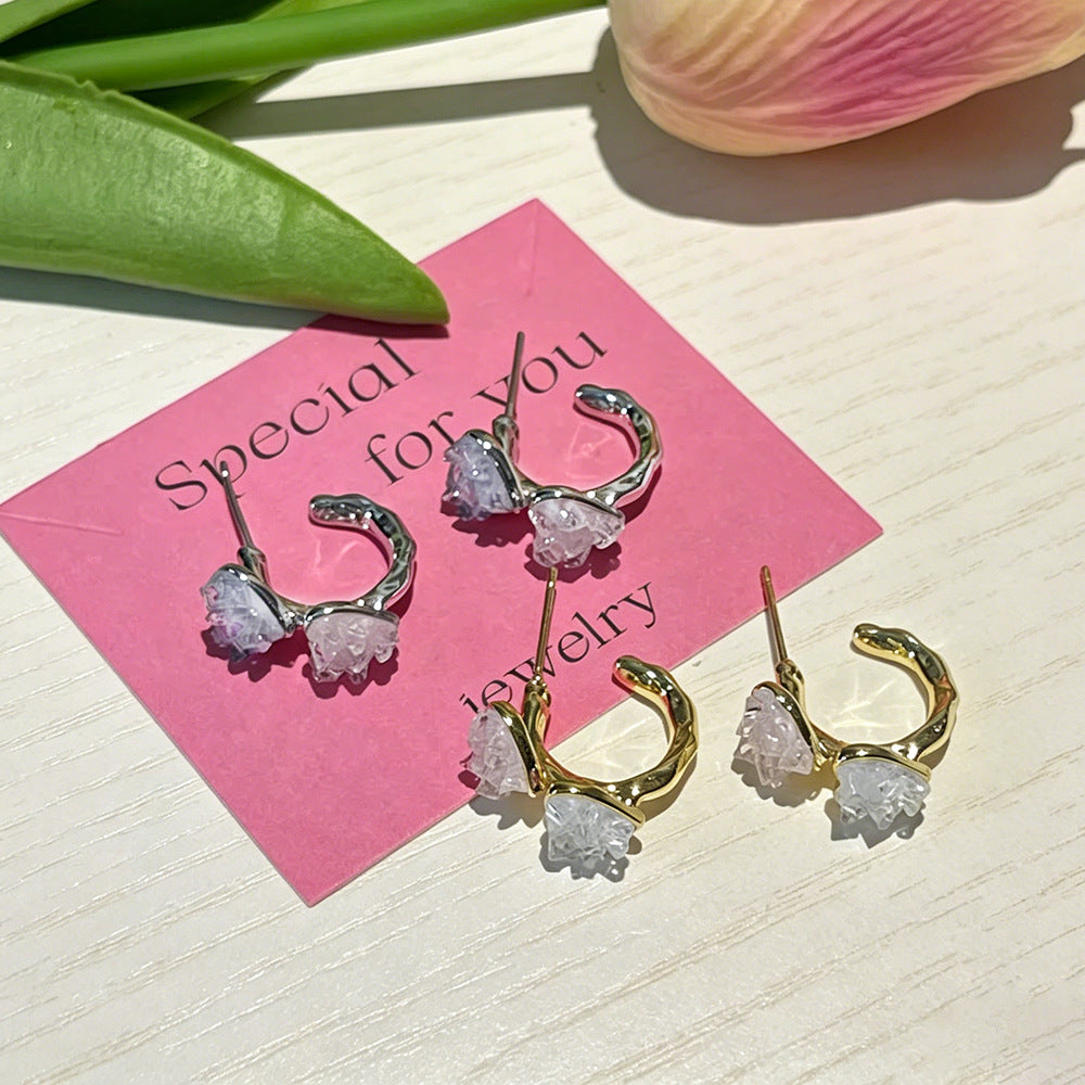 Crystal Love Heart Niche High Sense Special Interest Stud Earrings