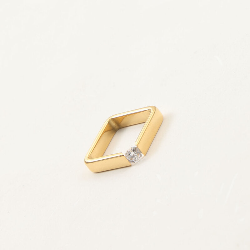 Square Clip Stone Titanium Steel Gold Plated Bracelet