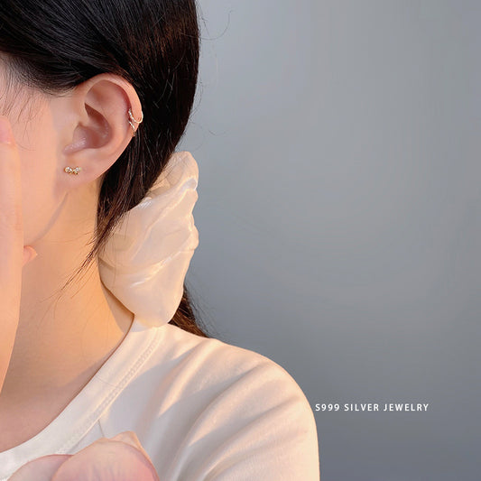 Women's Bao Pure Sier Sweet Bow Cute Earrings