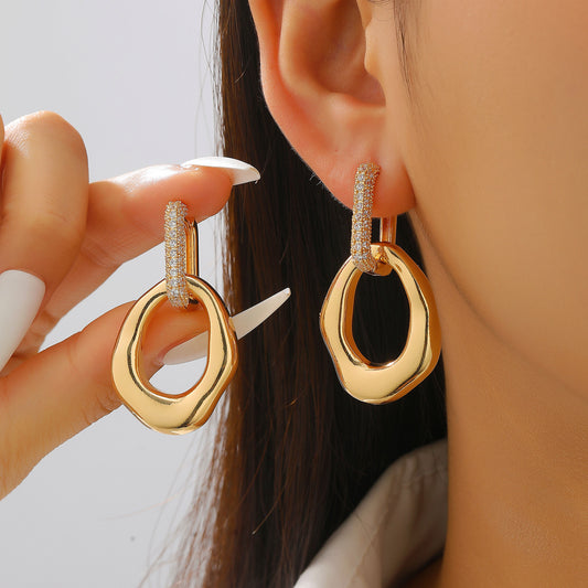 Fashion High Profile Generous Sense Irregular Circles Female Temperament Personality Earrings