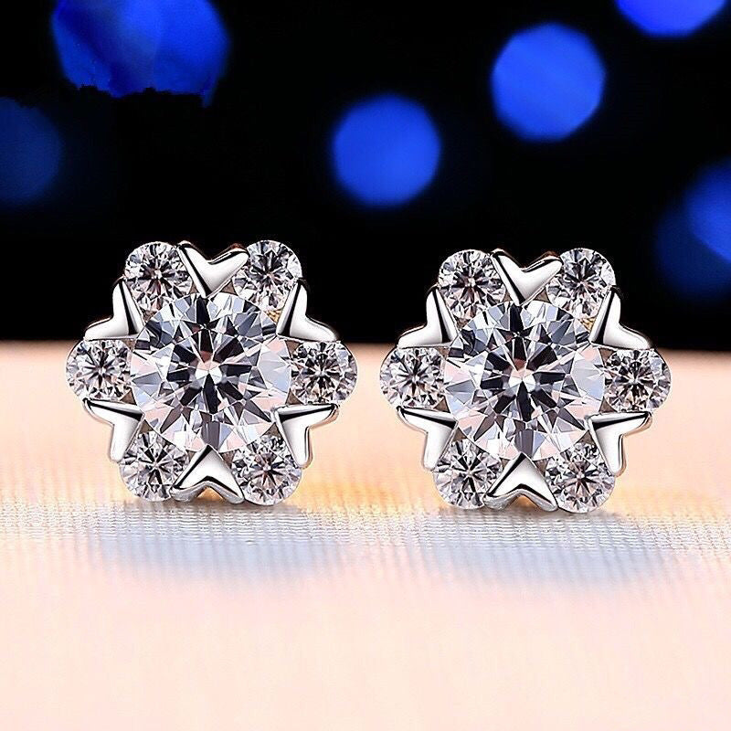 Moissanite Ear Female With Hearts Sterling Earrings