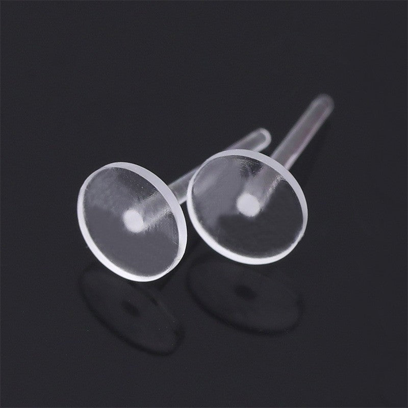Plastic Auricular Needle Flat Ear Transparent Stud Earrings