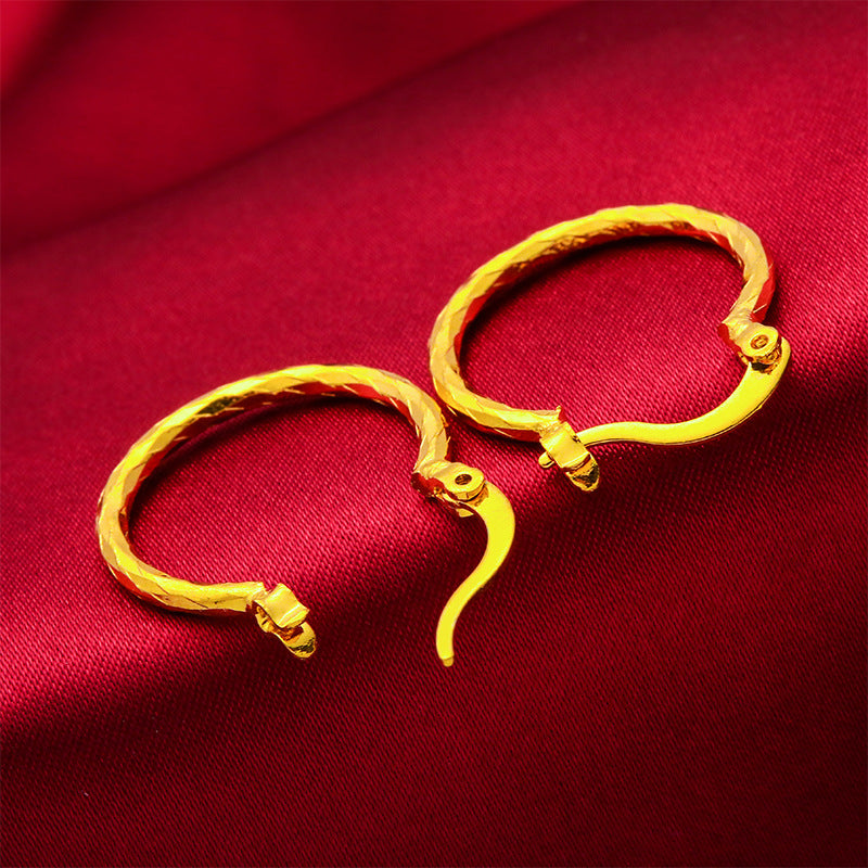 Women's Meteor Shower Starry Glossy Mirror Lobster Buckle Alluvial Gold Earrings