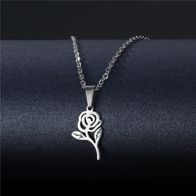 Stainless Steel Cut Hollow Geometry Tag Necklace