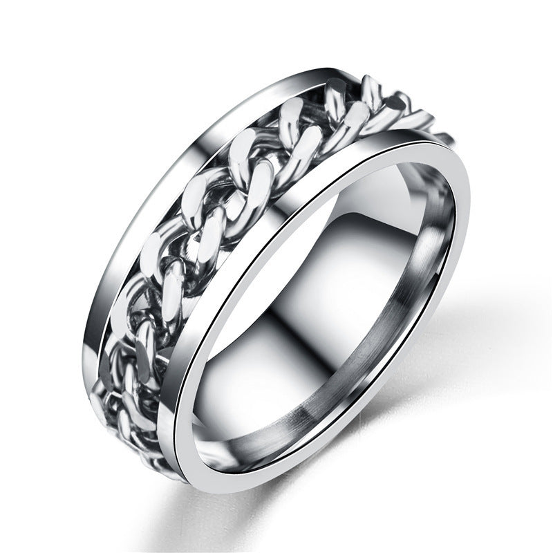 Ornament Titanium Steel Can Be Rotatable Male Rings