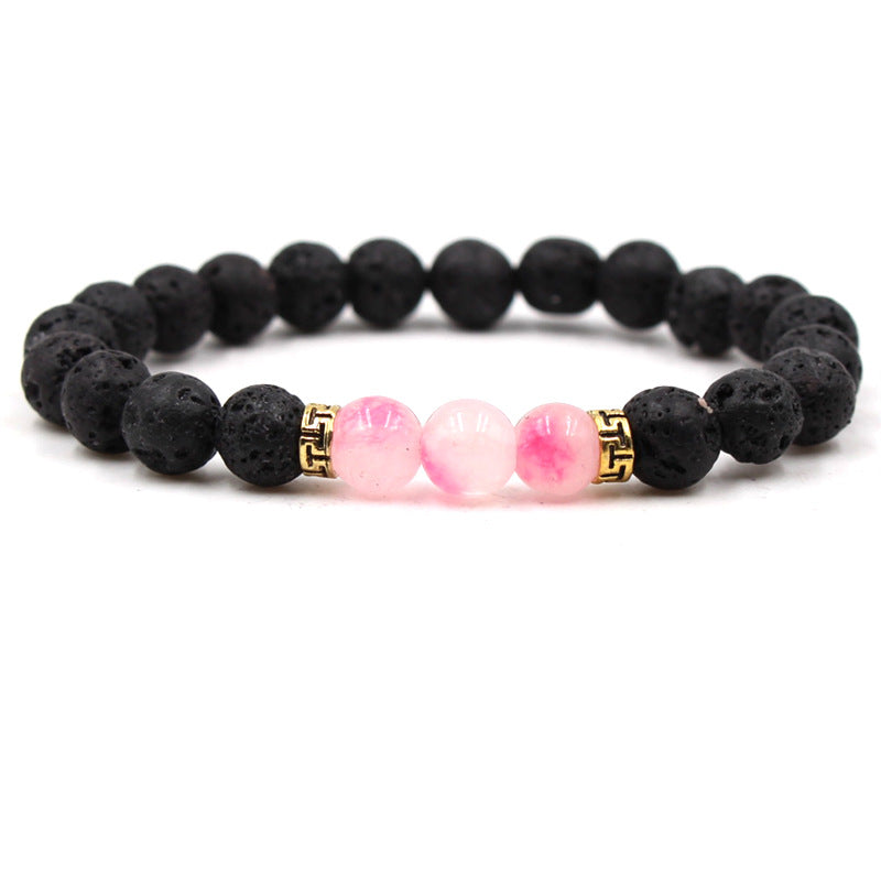 Women's & Men's Volcanic Rock Black Lava Turquoise Red Agate Bracelet