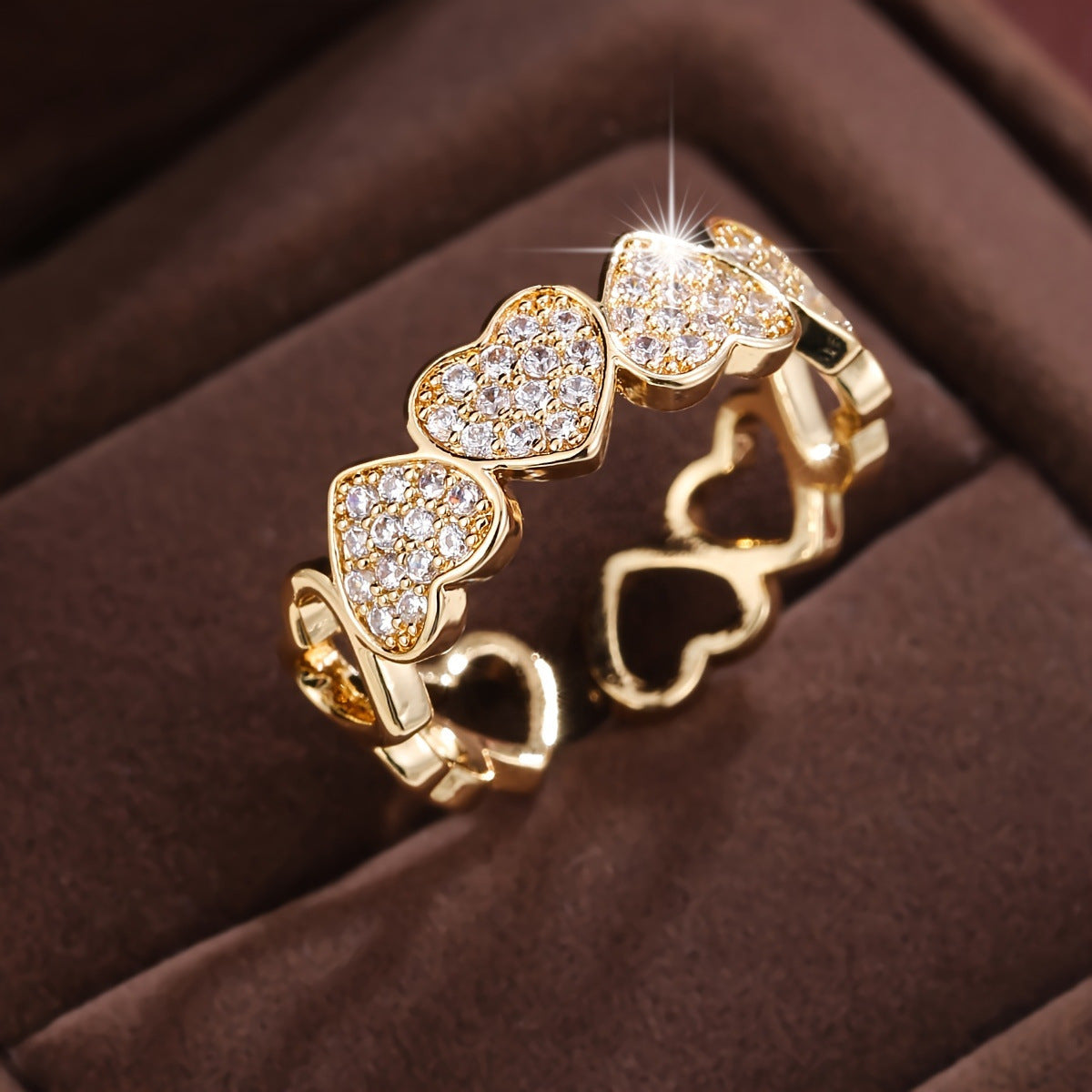 Copper Inlaid Heart-shaped Zircon Peach Heart Fashion Little Finger Couple Rings
