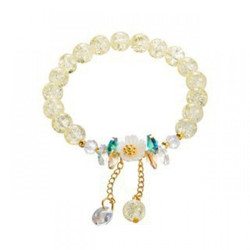 Camellia Little Daisy Crystal Girlfriends Color Glass Chipping Bracelet