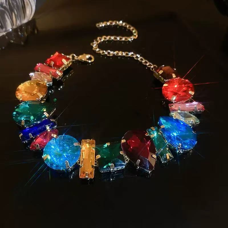 Women's Hip Hop Square Crystal Trend Necklace
