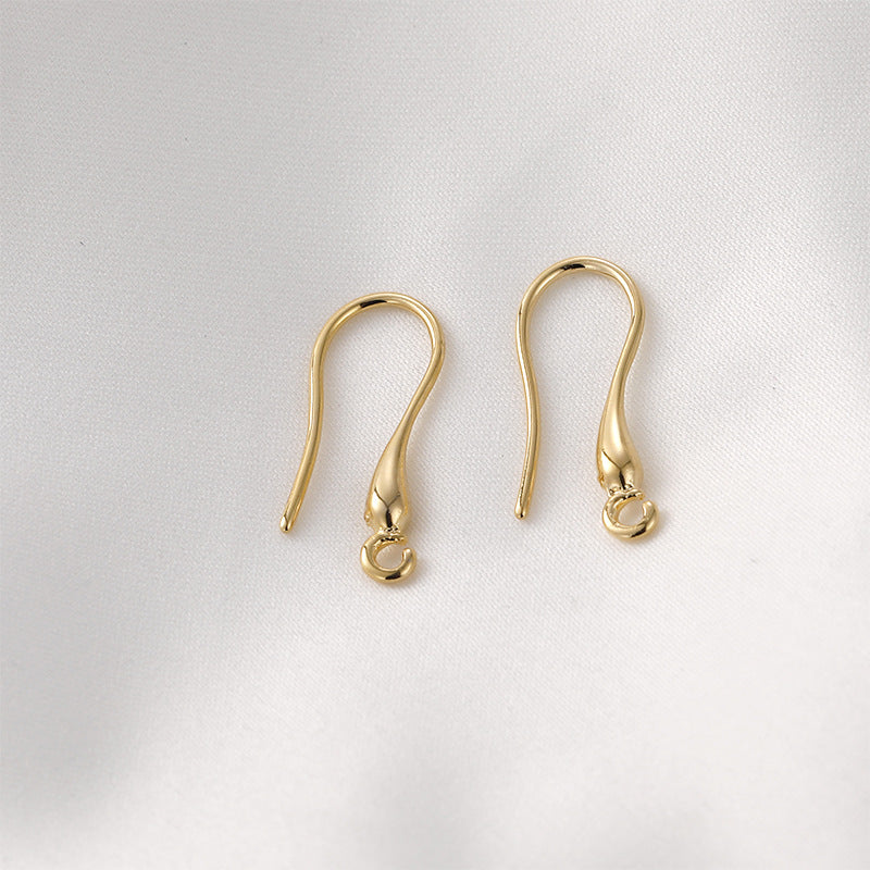 Plated Real Gold Color Retaining Retro Long Water Drops Ear Hook