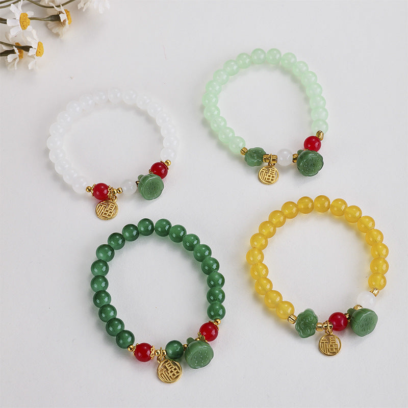 Peace Buckle Imitation Jade Lucky Fortune Bracelets