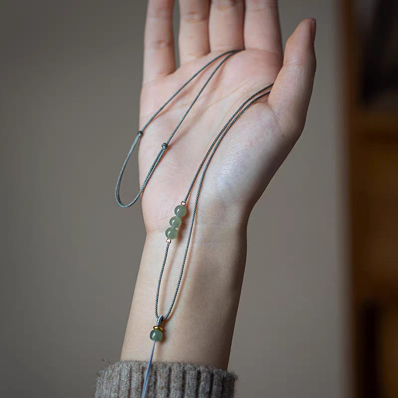 Simple Rope Emerald Amulet Peace Buckle Lanyard Pendants