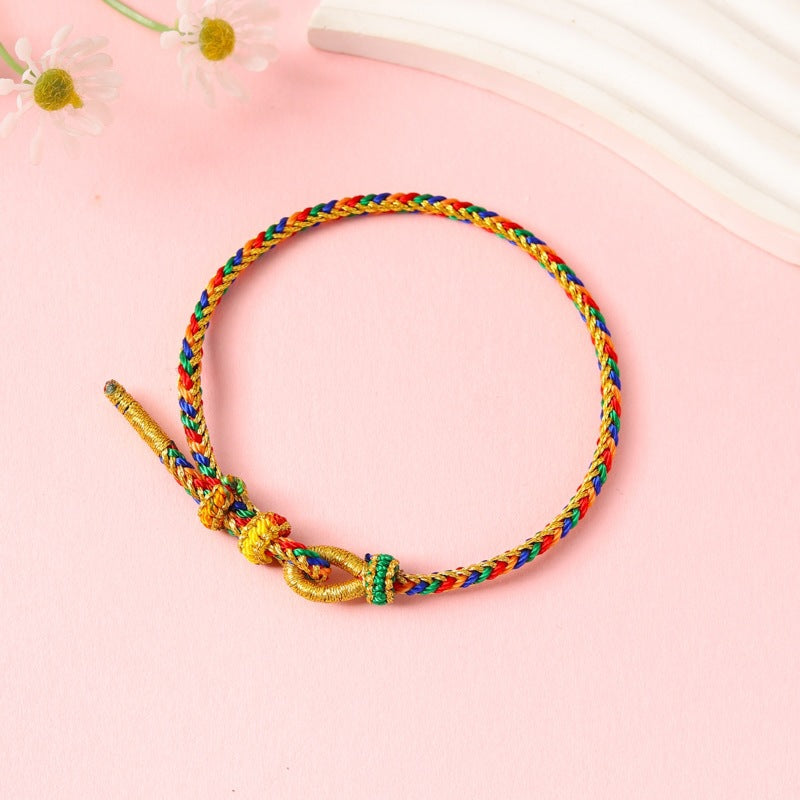 Children's Colorful Braided Rope Wrist String Safe Red Bracelet